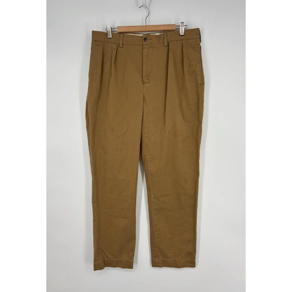 Polo Ralph Lauren Pants Mens 34/31.5 Brown Ethan 100% Cotton Pleated Trousers